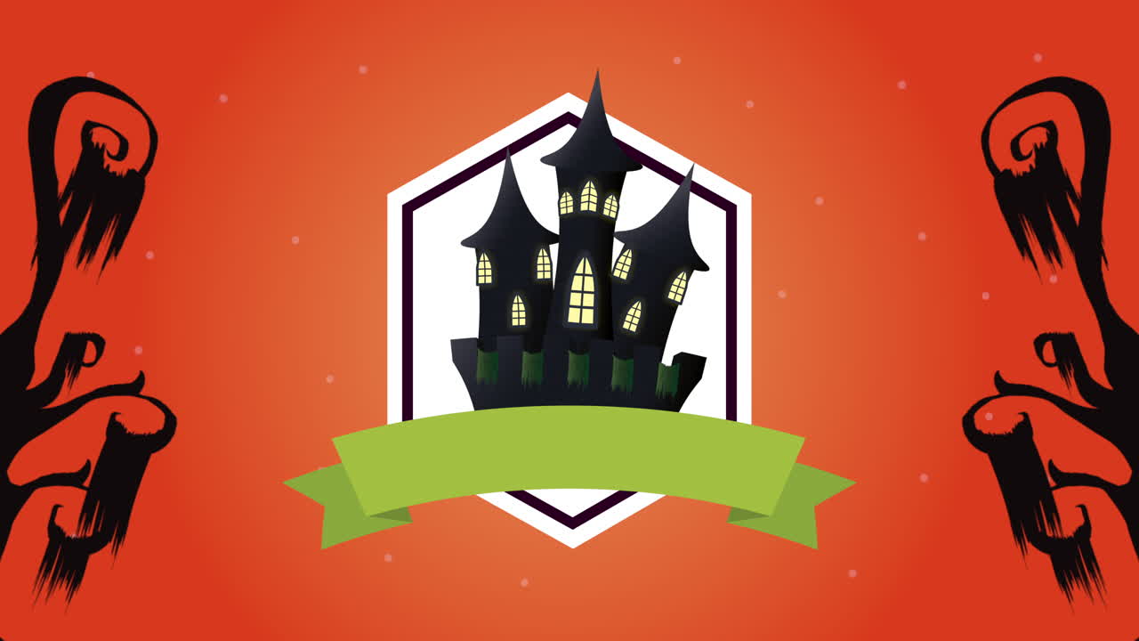 escena oscura de halloween con el castillo