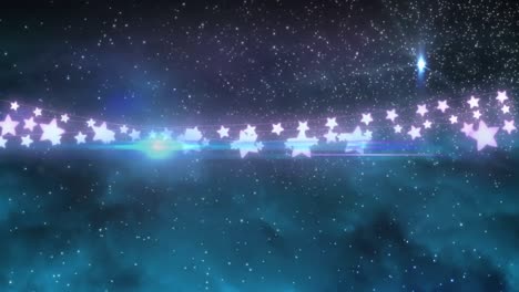 animación de estrellas y nubes en movimiento sobre fondo negro