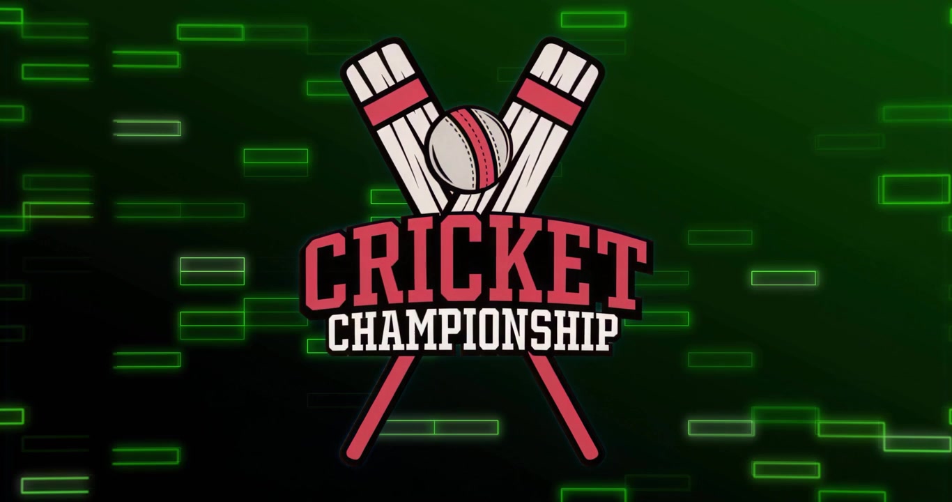 Opening with Cricket Championship logo fading while neon bars gliding, pulsing introducing title