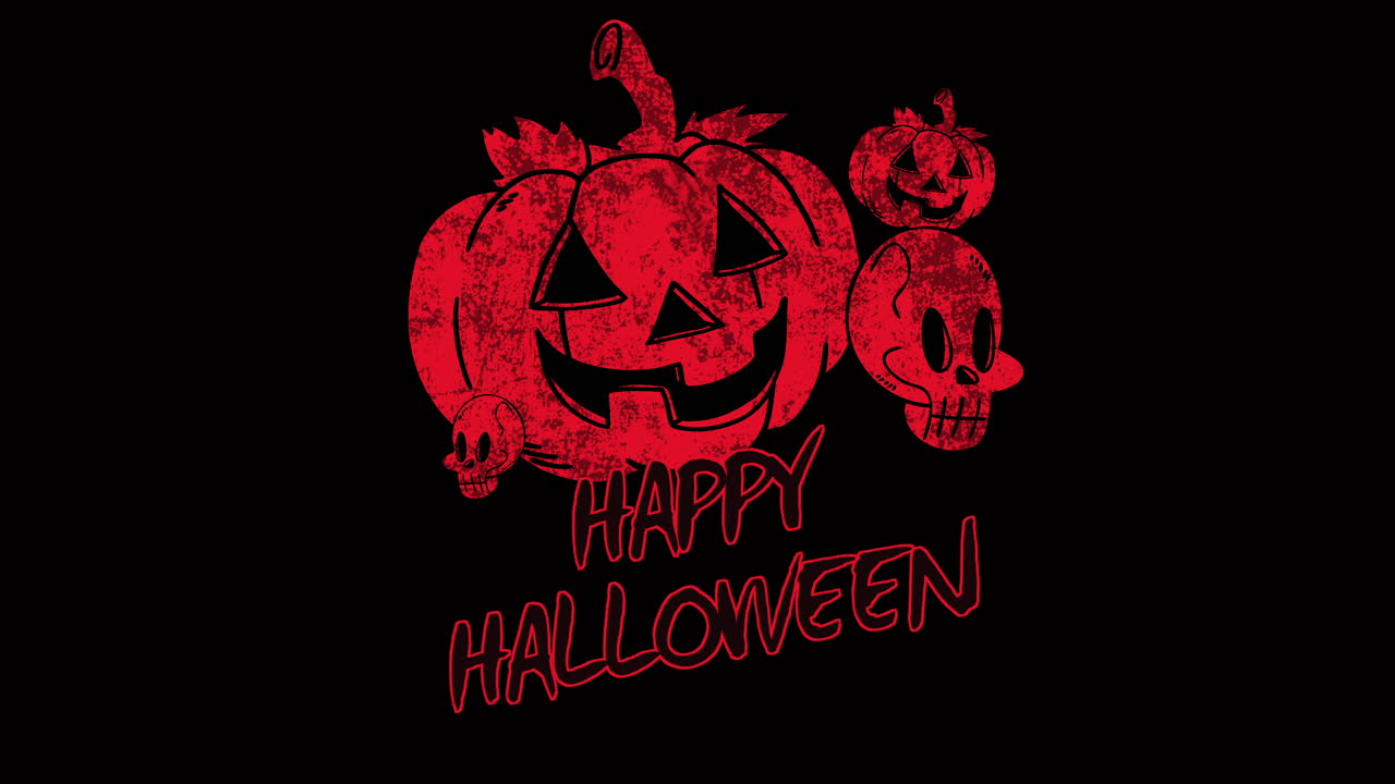 feliz halloween con calabaza roja y calaveras