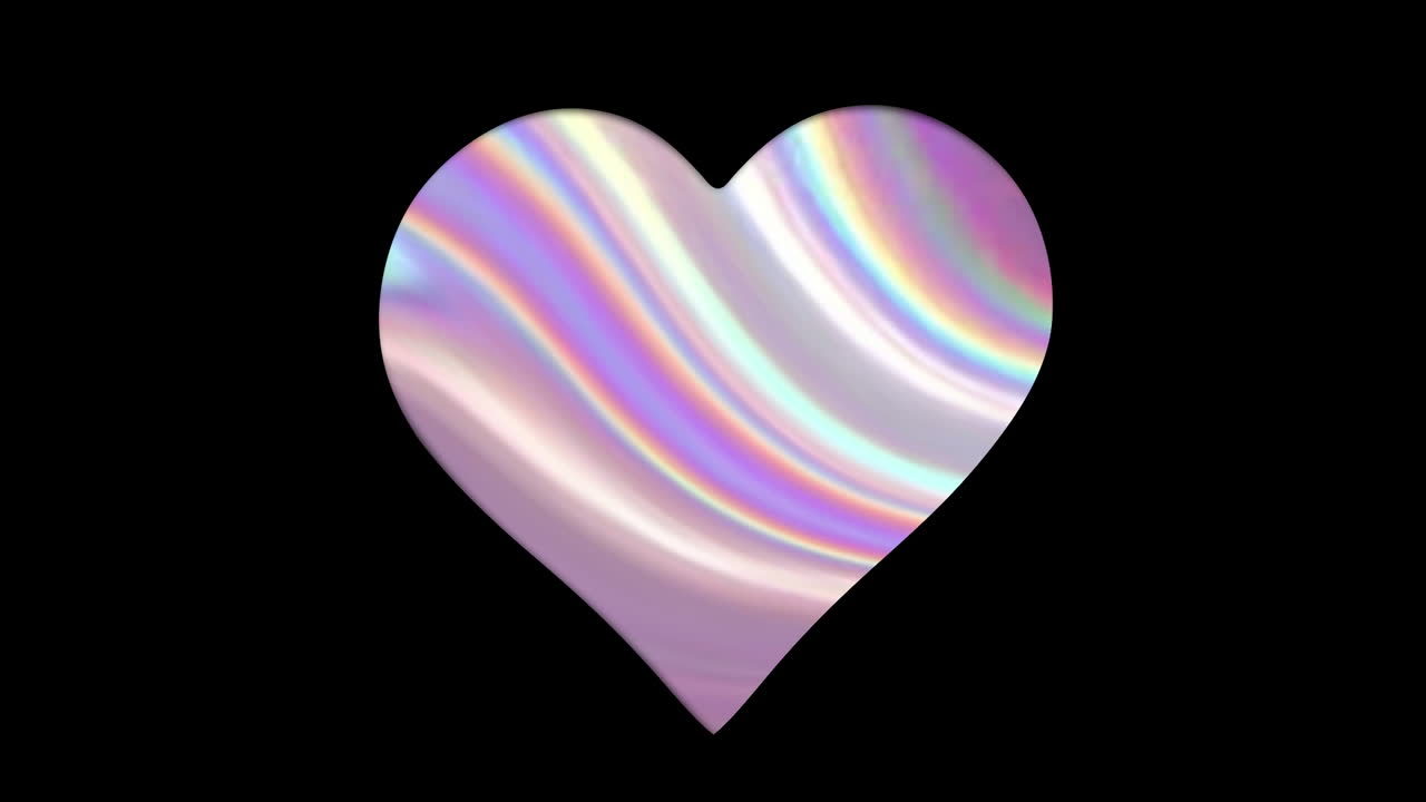 검은색 표면에 있는 심장 모양 위에 변화하는 변색 배경의 애니메이션