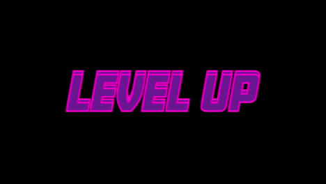 animation of level up text on black background