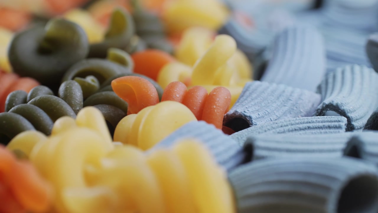 Close-up of Colorful Uncooked Italian Pasta