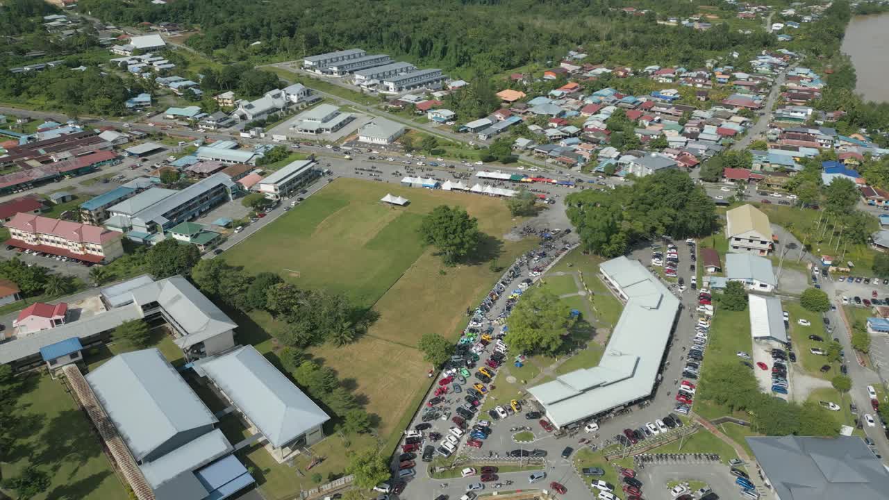 Drone View At Lundu Town During Summer, In conjunction Of Regatta Traditional Long Boat Race Batang Kayan River, With Car And Bike Show.
#regatta