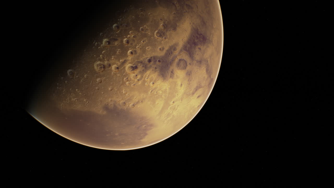 Detailed view of mars showcasing surface features and geological formations