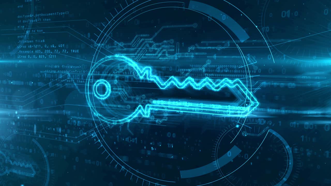 símbolo de encriptación de la clave animación abstracta