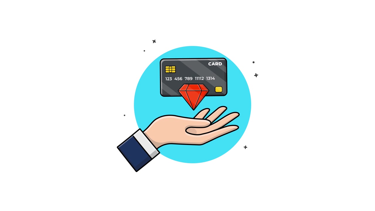 Animated Hand Holding a Premium Credit Card with a Diamond