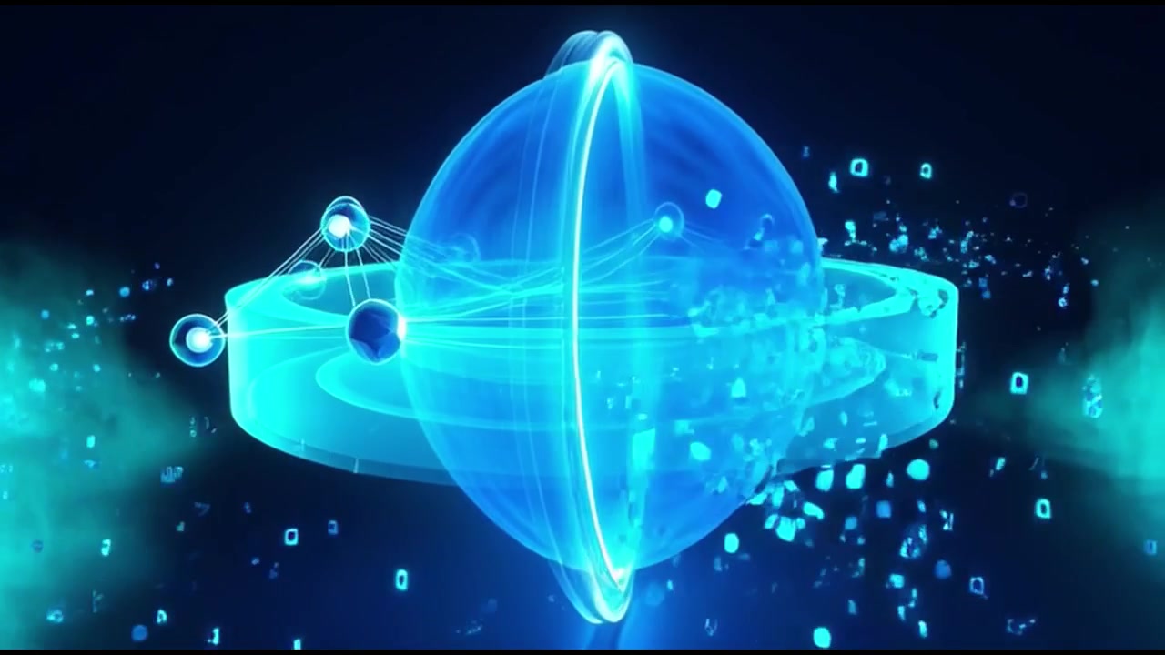 Abstract Digital Sphere with Floating Data Particles and Network Connections