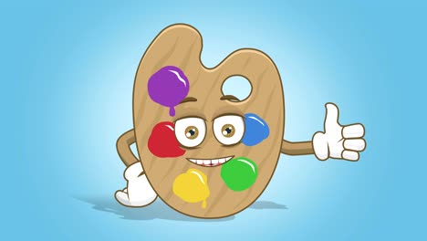 artista de dibujos animados paleta de colores pulgar hacia arriba bueno como con la animación de la cara alfa mate