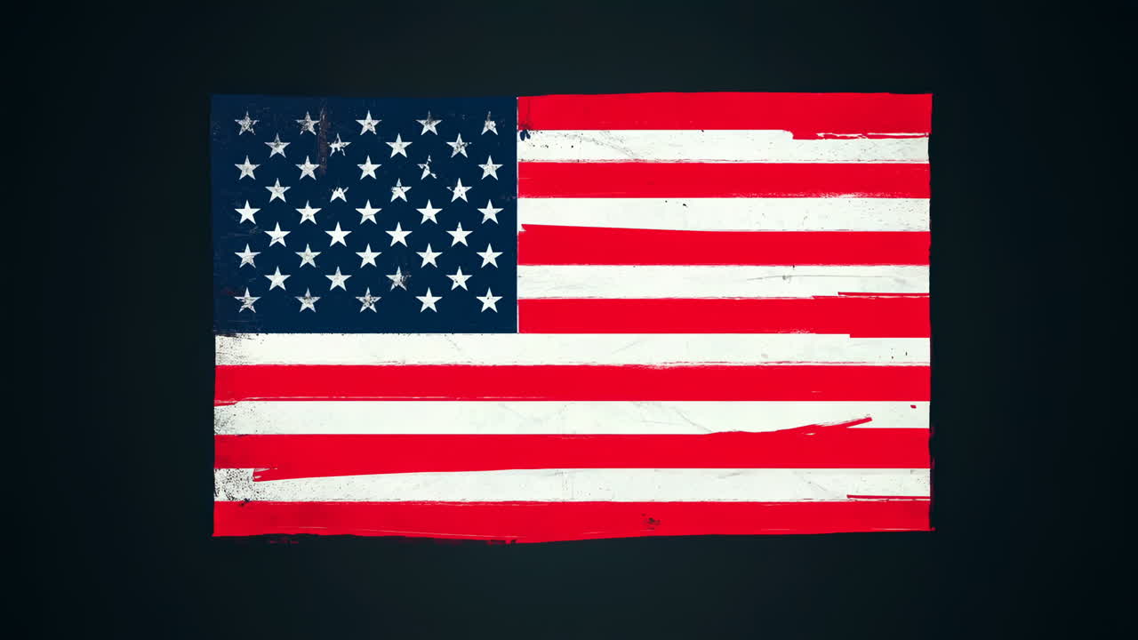 Distressed American Flag with Grunge Texture on Dark Background