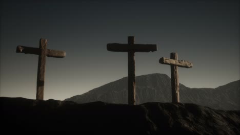 wooden crucifix cross at mountain