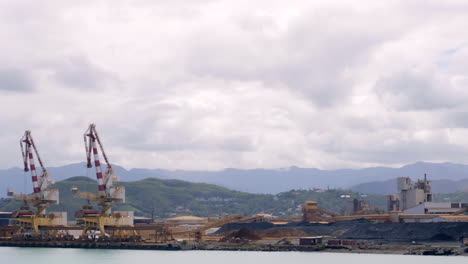 wide shoot of cargo port were iron is loaded on ships