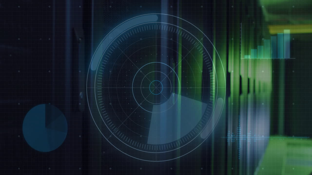 Animation of digital data processing with connections over computer servers