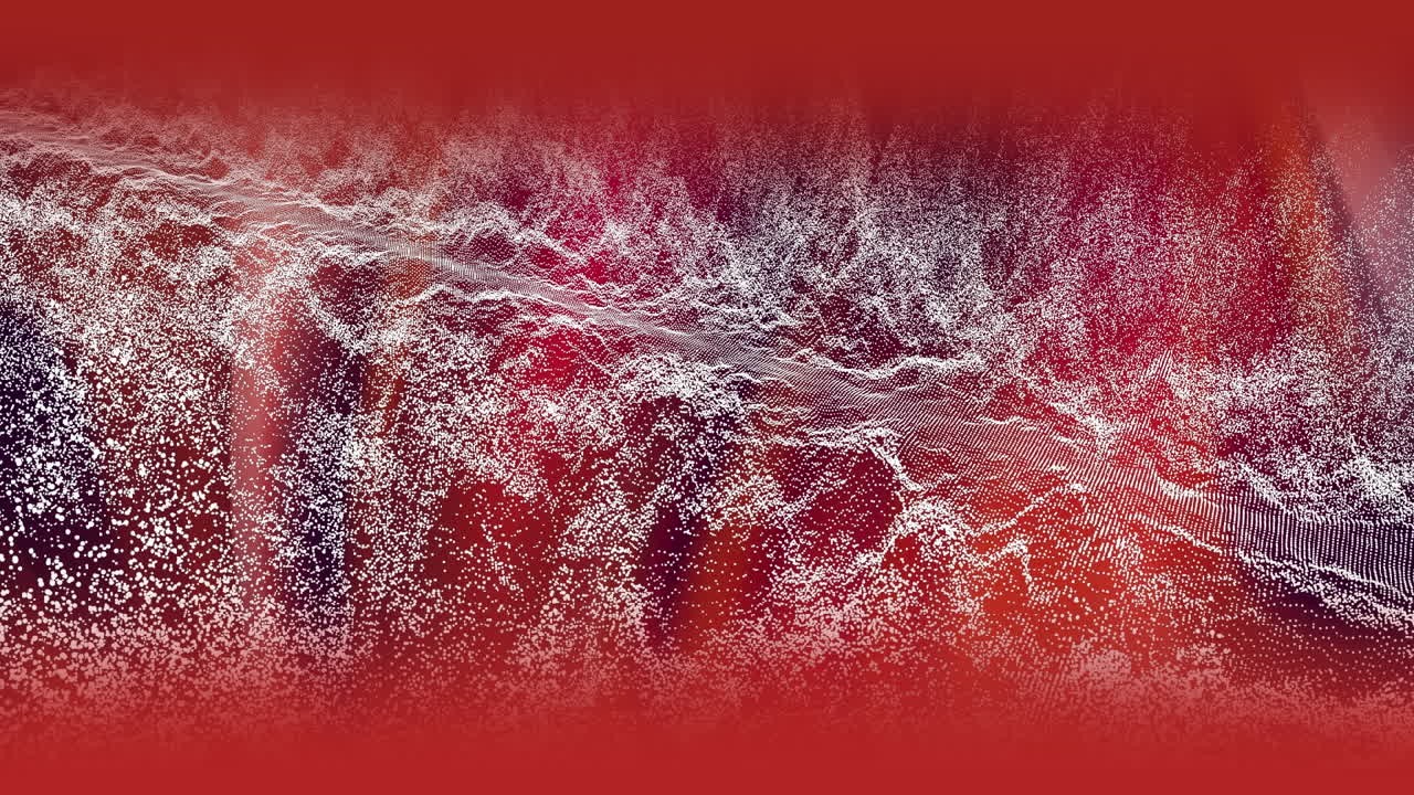 어두운 배경에서  ⁇ 은 빛 위로 움직이는  ⁇  입자 파동