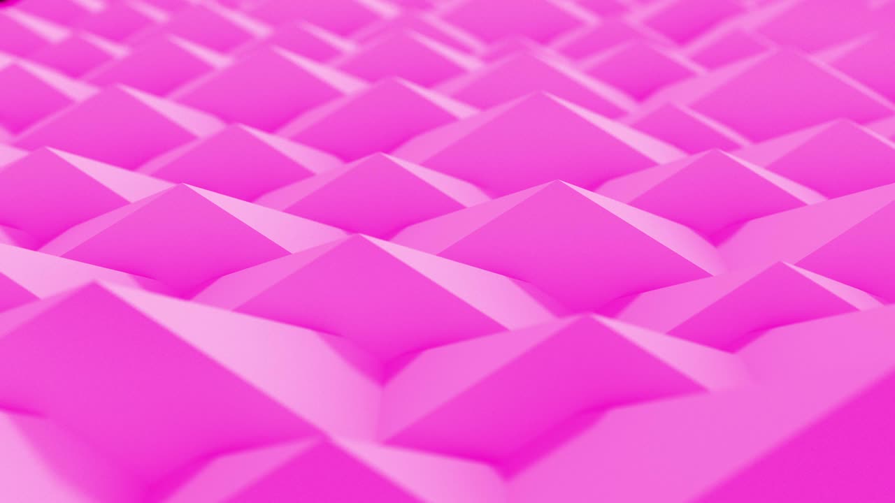 3D abstract set of different colors shapes pyramid background. 4K computer render loop animation footage.