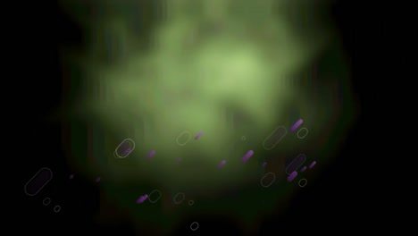 animación de múltiples rastros de luz púrpura que se mueven sobre un fondo verde