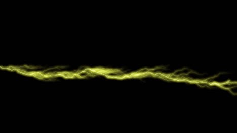 lightning bolt / lightning strike, horizontal yellow lightning forking and sparkling, video overlay, anime/ animated, black background