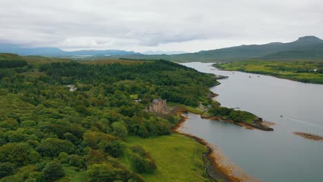 aerial view of scottish castle