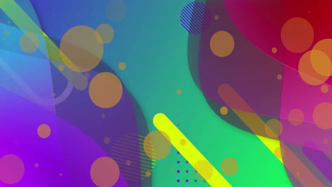 animación de formas coloridas sobre un fondo verde
