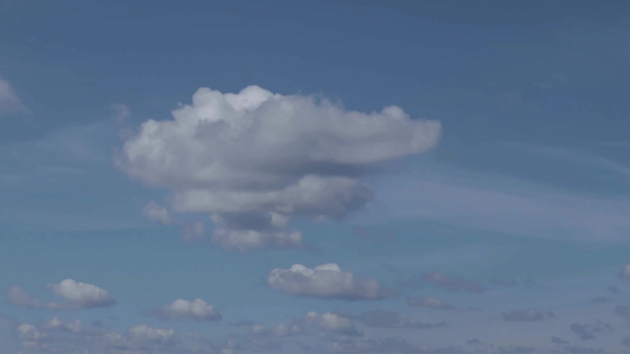 Timelapse of clouds moving and rolling on a blue and sunny sky, becoming dark and stormy. Summer time, western Europe