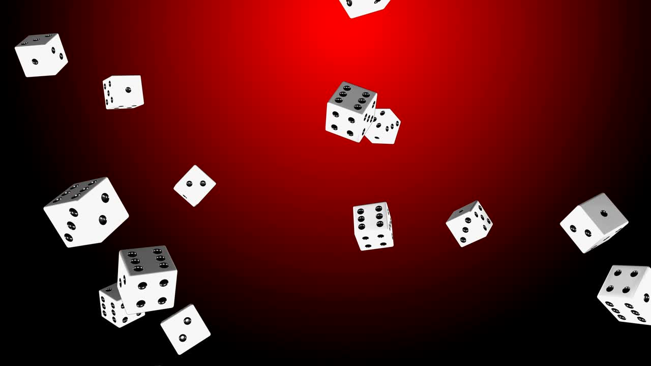 los dados caen de fondo rojo simple (animación en bucle)