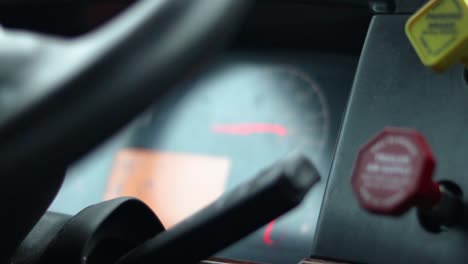 a close up focus ramp of the dashboard of a semi truck