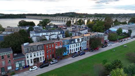 colorful houses and rowhomes in american city