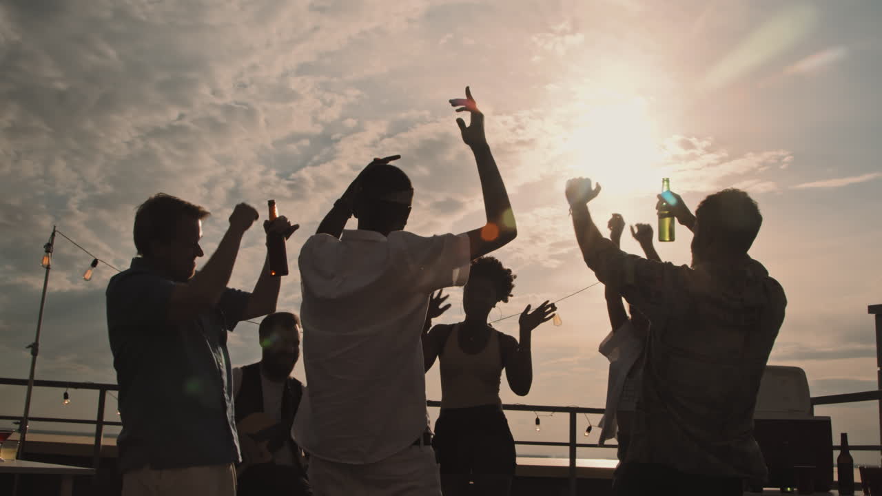 Young People Partying on Rooftop Terrace
