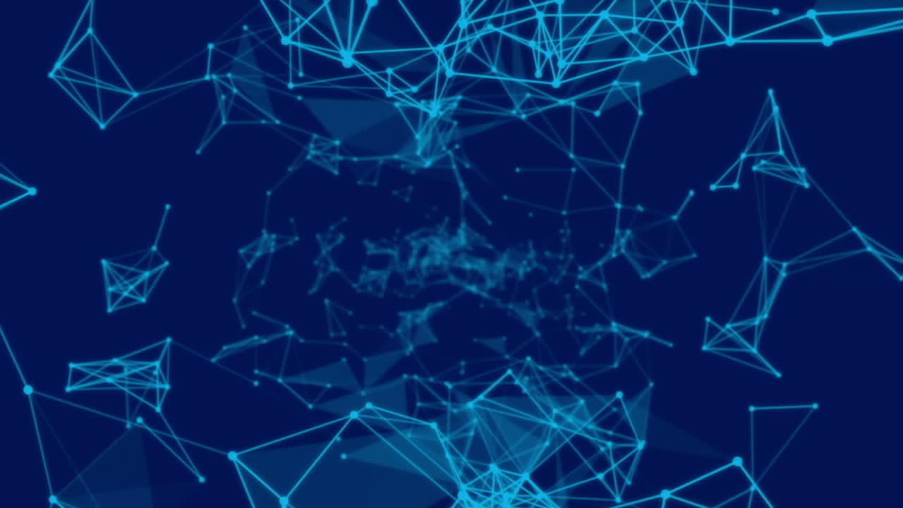 Animation of globe with network of connections on blue background