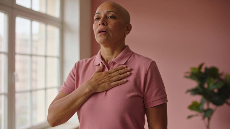 Mature Woman Practicing Mindful Breathing and Meditation