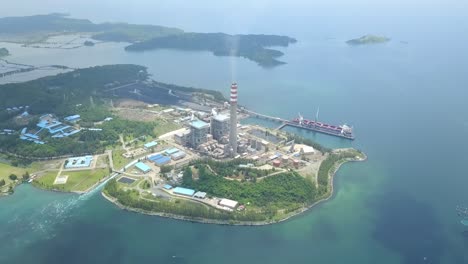 aerial shot of a coal power plant in slowmo