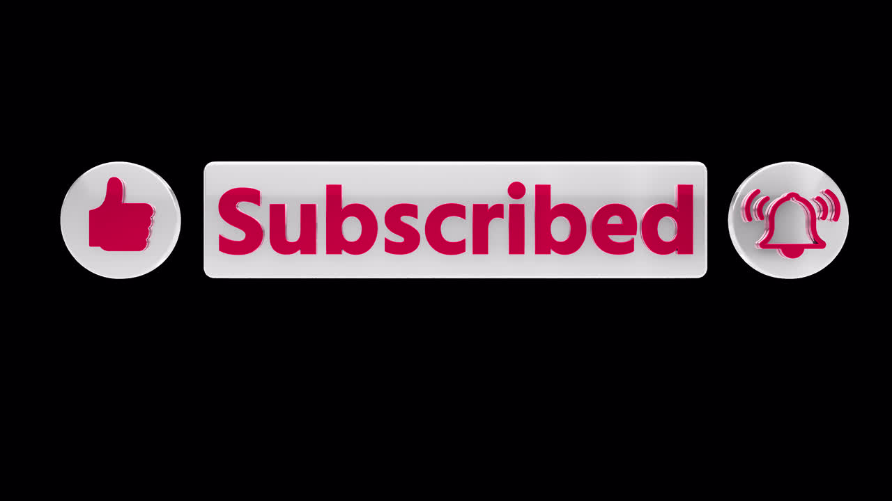 3D Buttons Like Subscribe Bell Notify 4k Transparent background