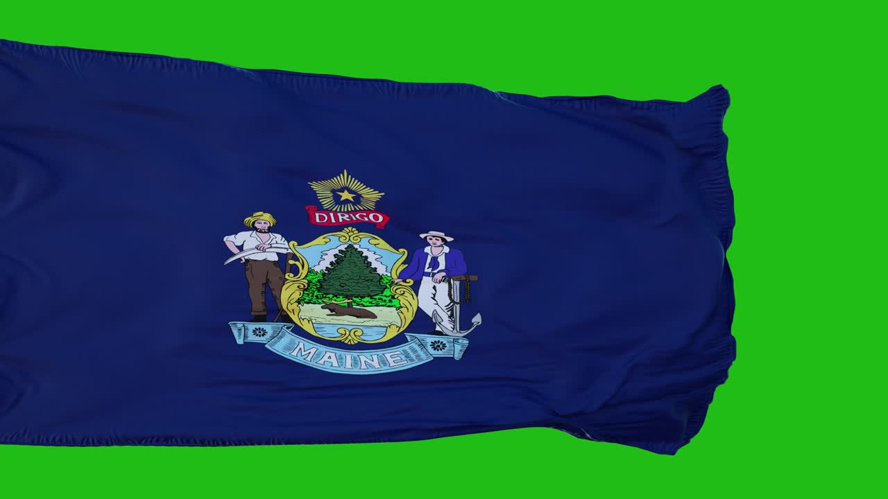 bandera de maine en pantalla verde. perfecto para su propio fondo usando pantalla verde. renderización 3d