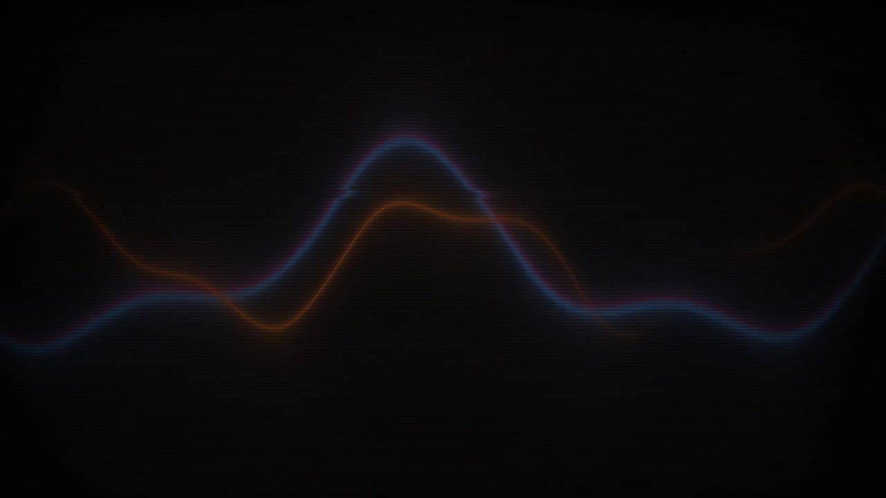 Abstract Blue and Orange Glowing Wavy Lines with Glitch Effect
