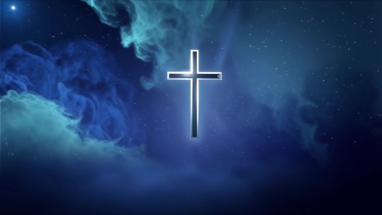 Croce Cristiana Luce Celestiale Sfondo per il Culto.