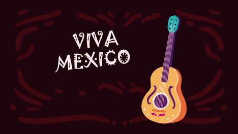 viva mexico lettering with guitar