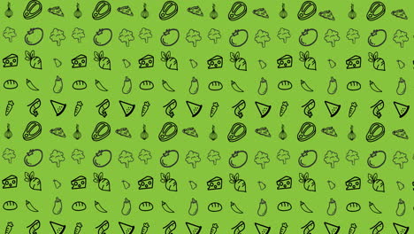 animation of moving vegetables over green background