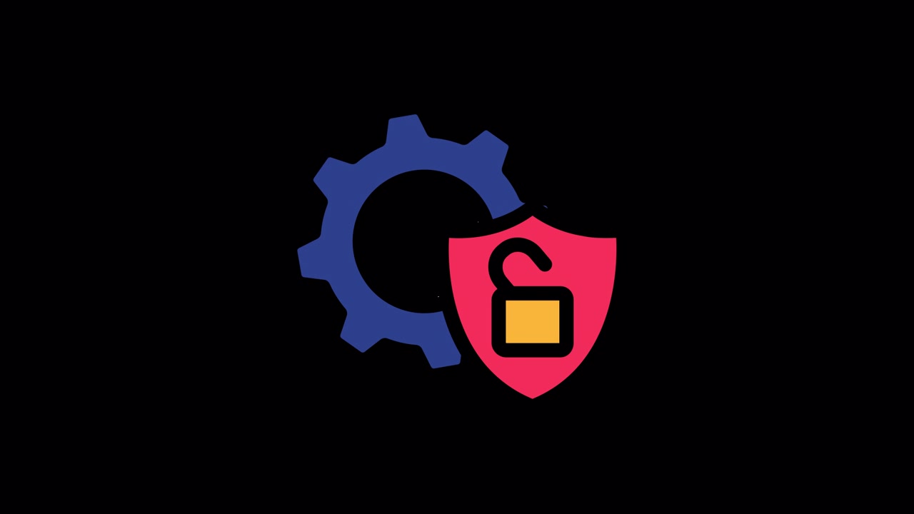 Animated Icon of Gear and Shield with Locking and Unlocking Padlock