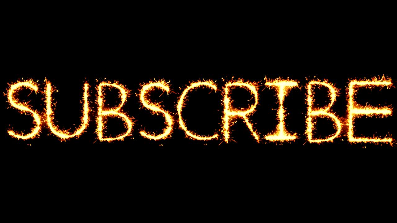 Subscribe Text Sparkler Glitter Sparks Firework Loop Animation