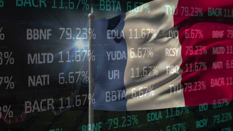 animación del mercado de valores sobre la bandera de la franca