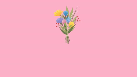 animación de un enorme texto de venta en marco negro sobre una mancha brillante y un patrón floral en fondo rosa