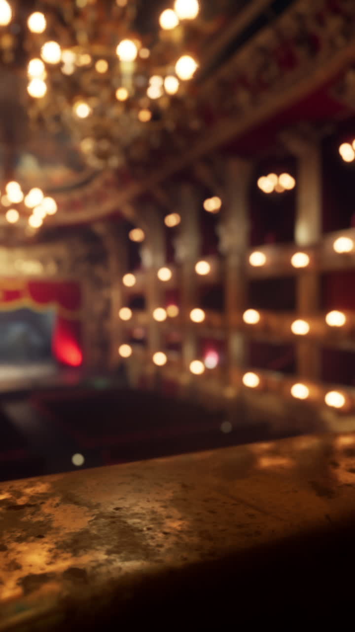 una vista borrosa de un escenario de una casa de ópera