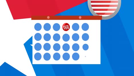 Animation-Der-Token-Vorlagenkarte-Und-Des-Abstimmungstextes,-Der-Sich-über-Die-Amerikanische-Flagge-Bewegt