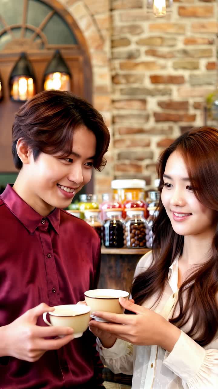 Social gathering over coffee in a warm cafe atmosphere.