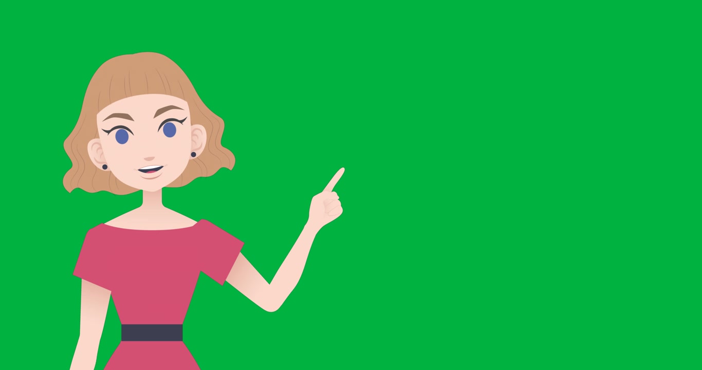 Animation of illustration of caucasian woman talking and pointing on transparent background