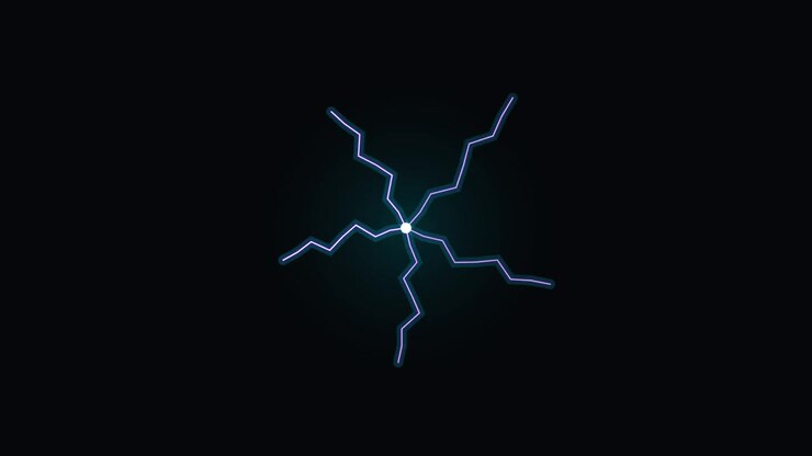 Forma a stella con fulmine elettrico blu animato