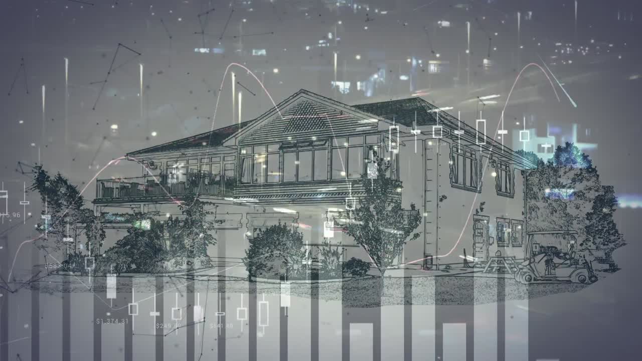 도시 풍경에 대한 통계 및 데이터 처리의 애니메이션