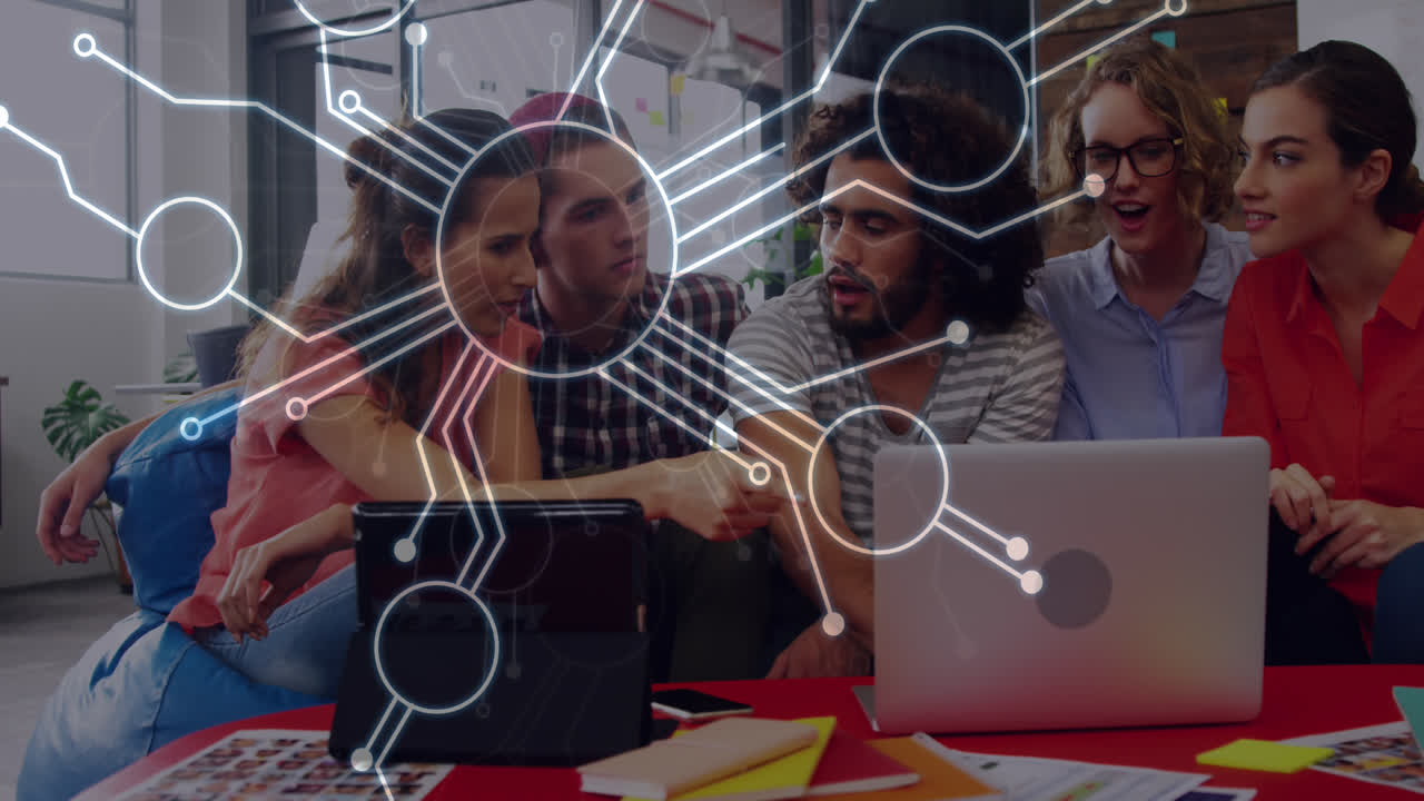 Animation of network of connections over diverse female and male coworkers