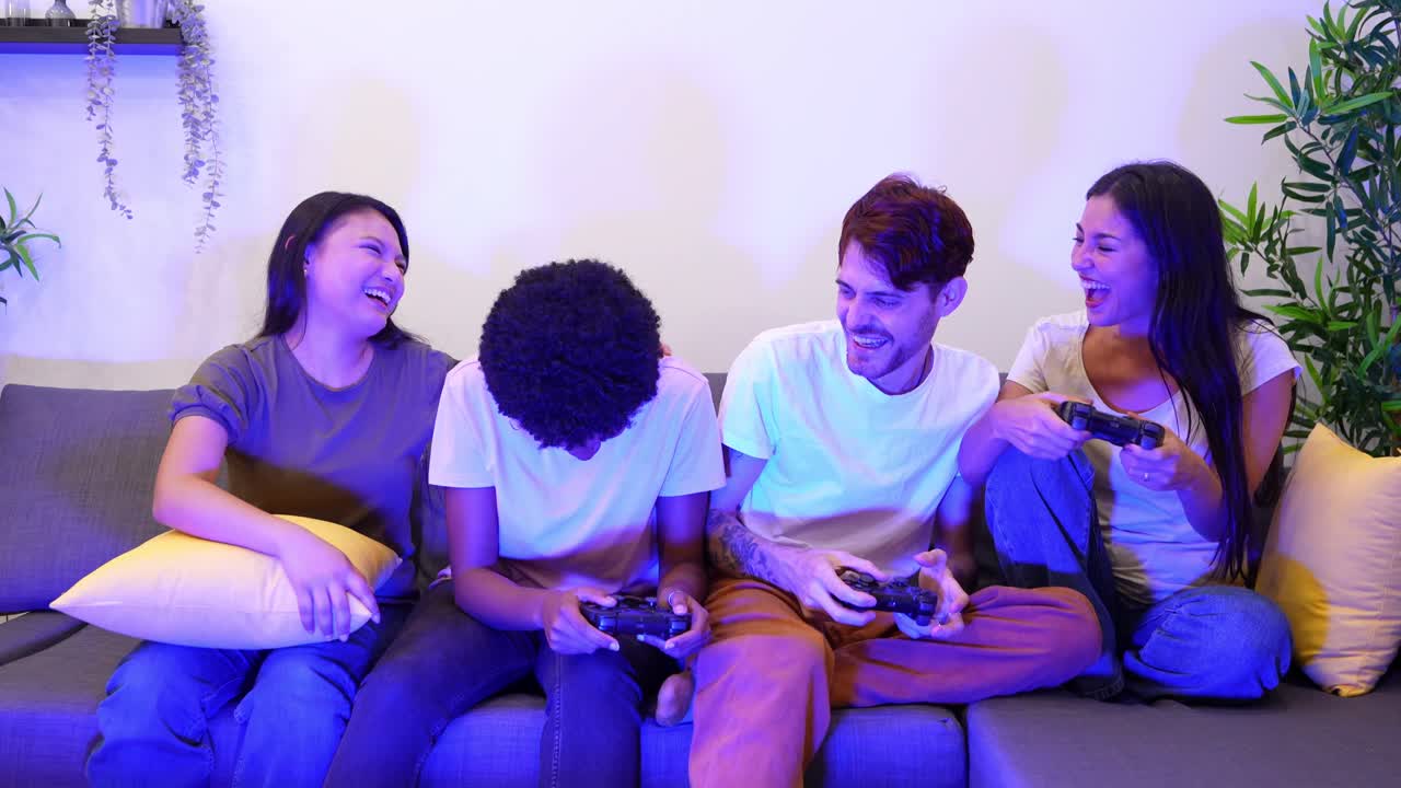 People playing video games together