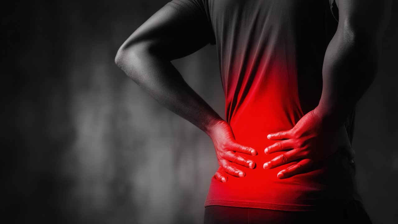 Exploring the Experience of Back Pain: A Visual Representation of Discomfort and Tension in the Lower Back Region Captured in Striking Contrast